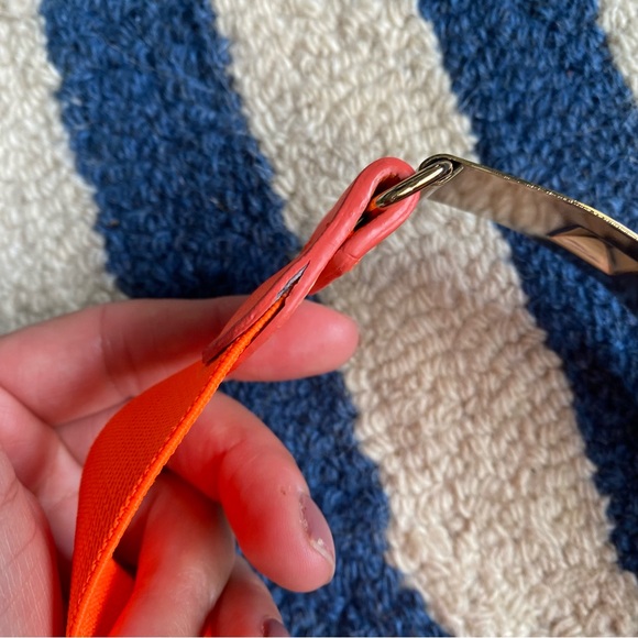 🧡 NEON ORANGE GOLD PLATE STUDDED STRETCHY BELT! - Picture 13 of 14
